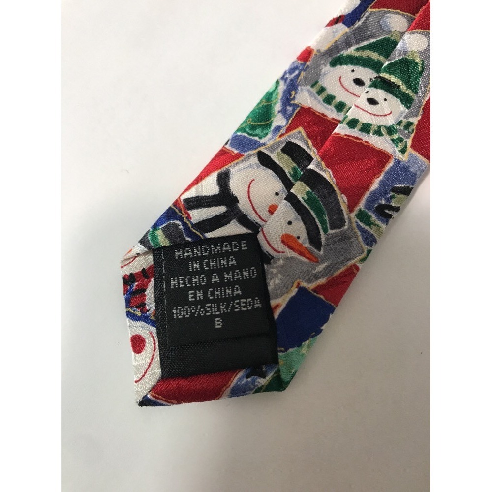 American Greetings Christmas Tie 100% Silk‎ Snowman Collage Novelty Neckwear - Picture 7 of 12